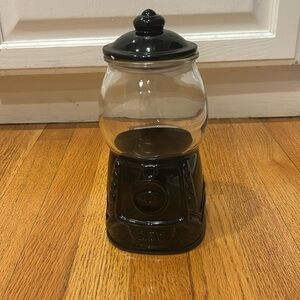 Black glass gumball jar Target Bullseye Gum ball Machine with lid 9” canister